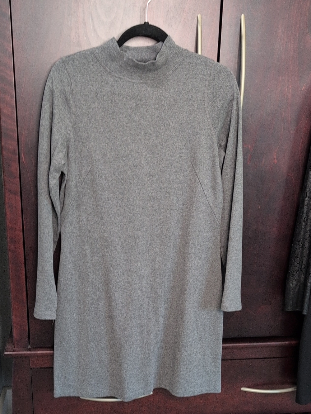 Everlane Grey Mock-Neck Long-Sleeve Dress M